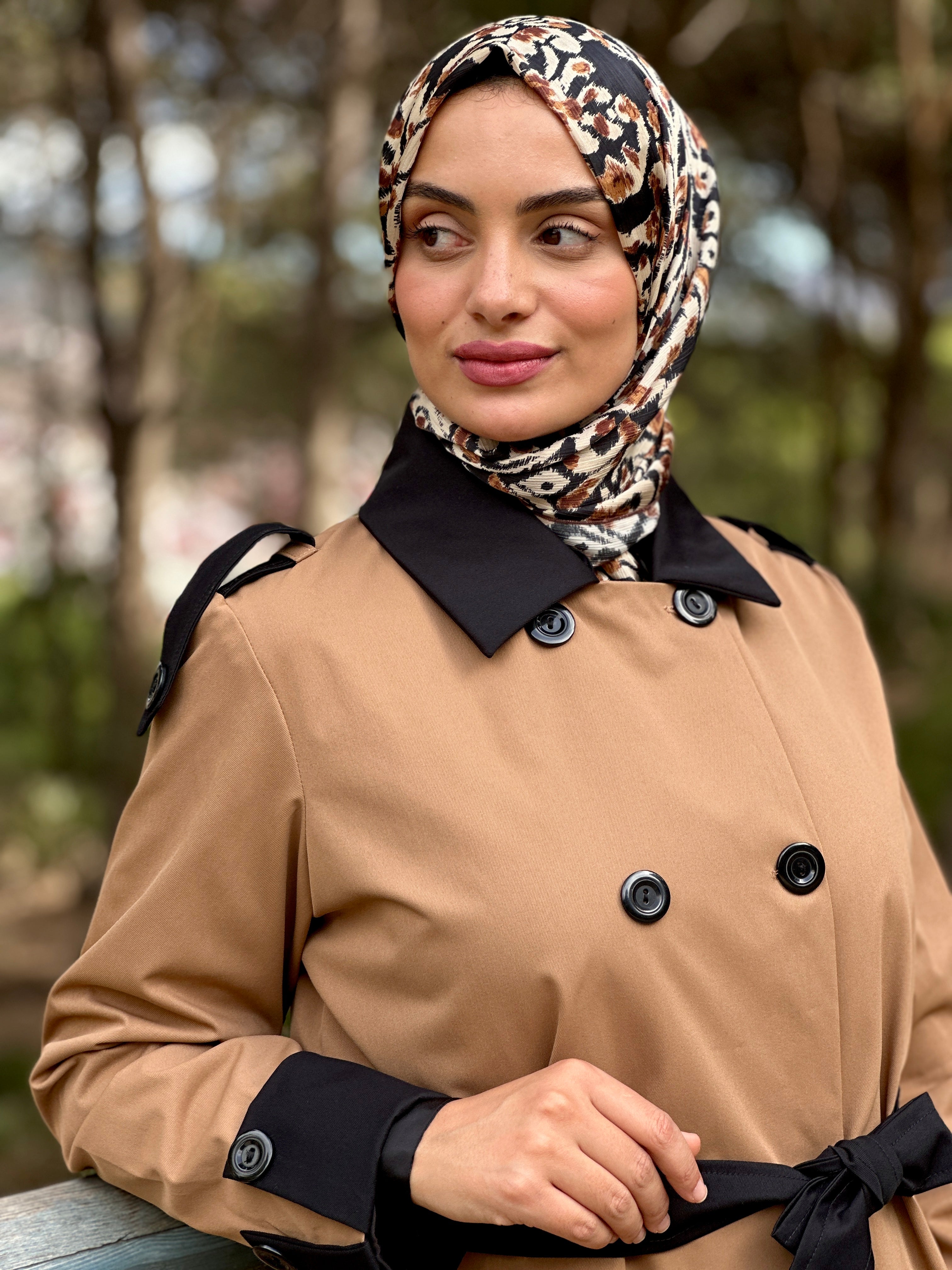 Gabardine camel et noir