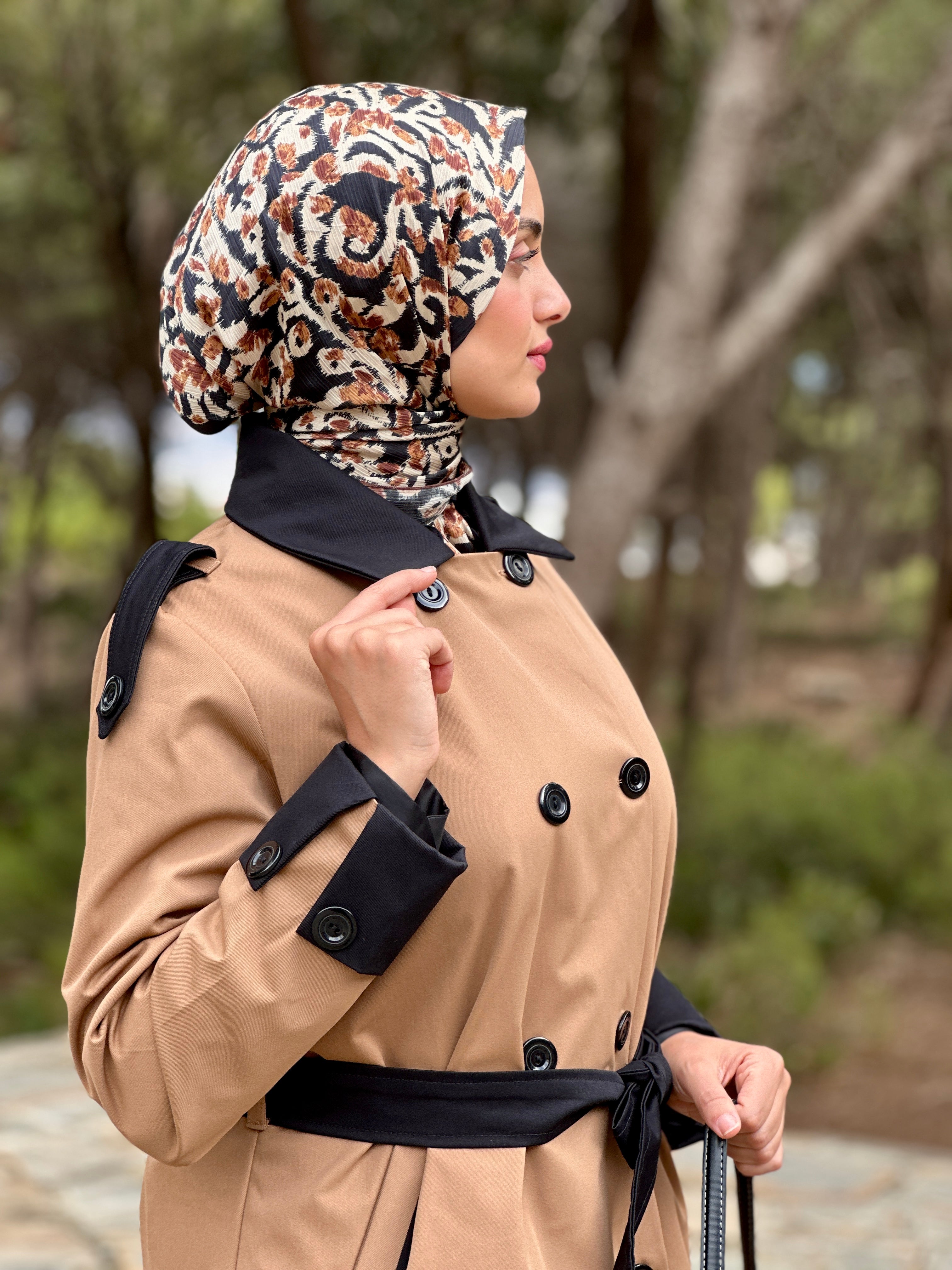 Gabardine camel et noir