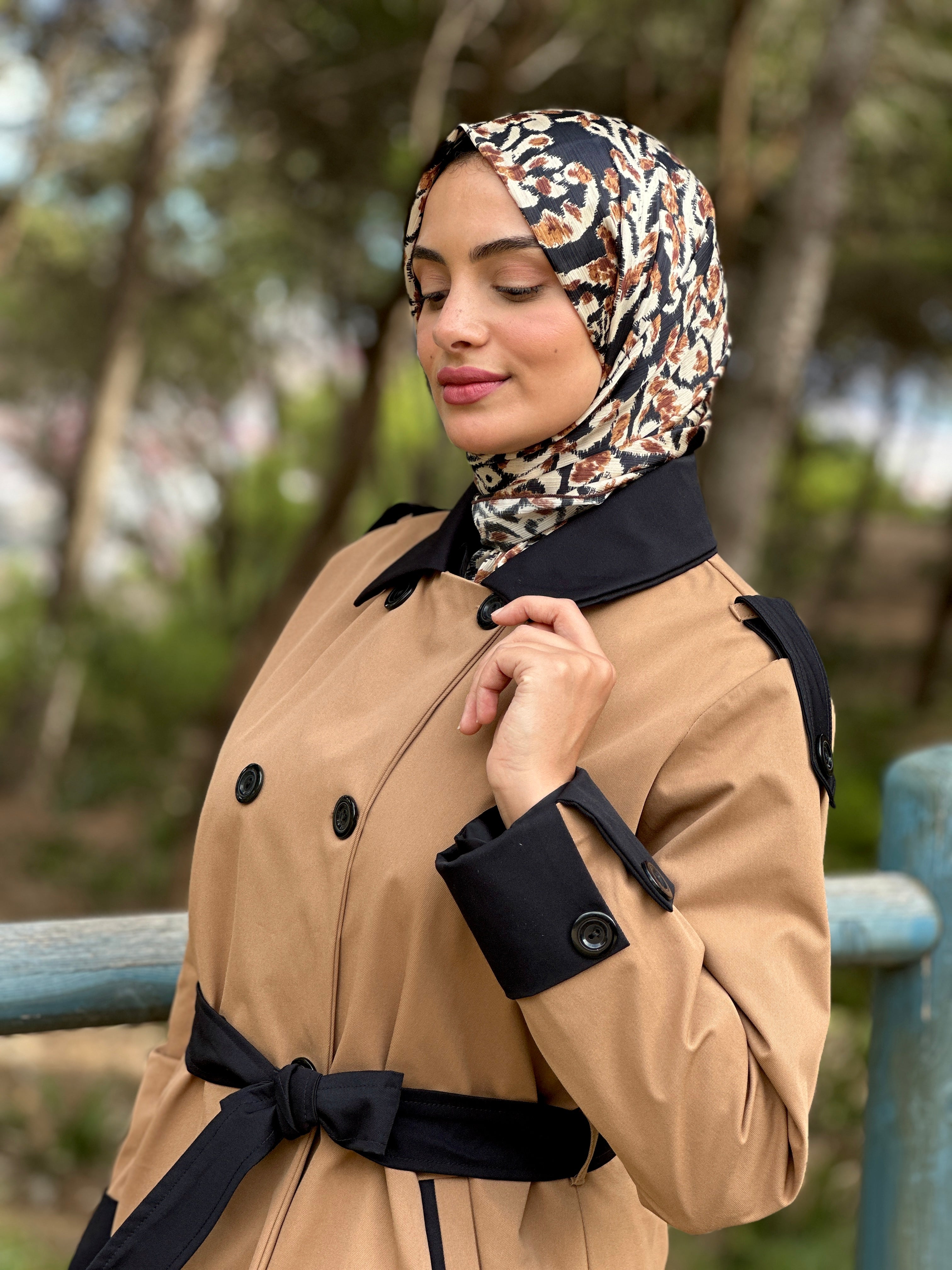 Gabardine camel et noir