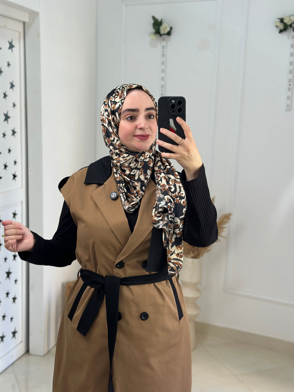 Trench gilet camel