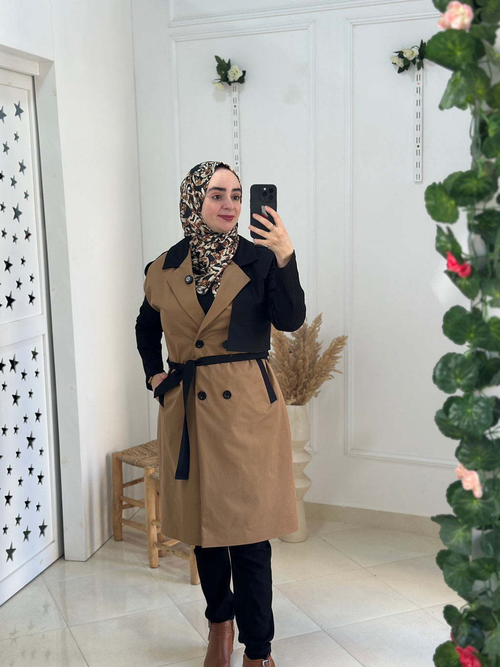 Trench gilet camel