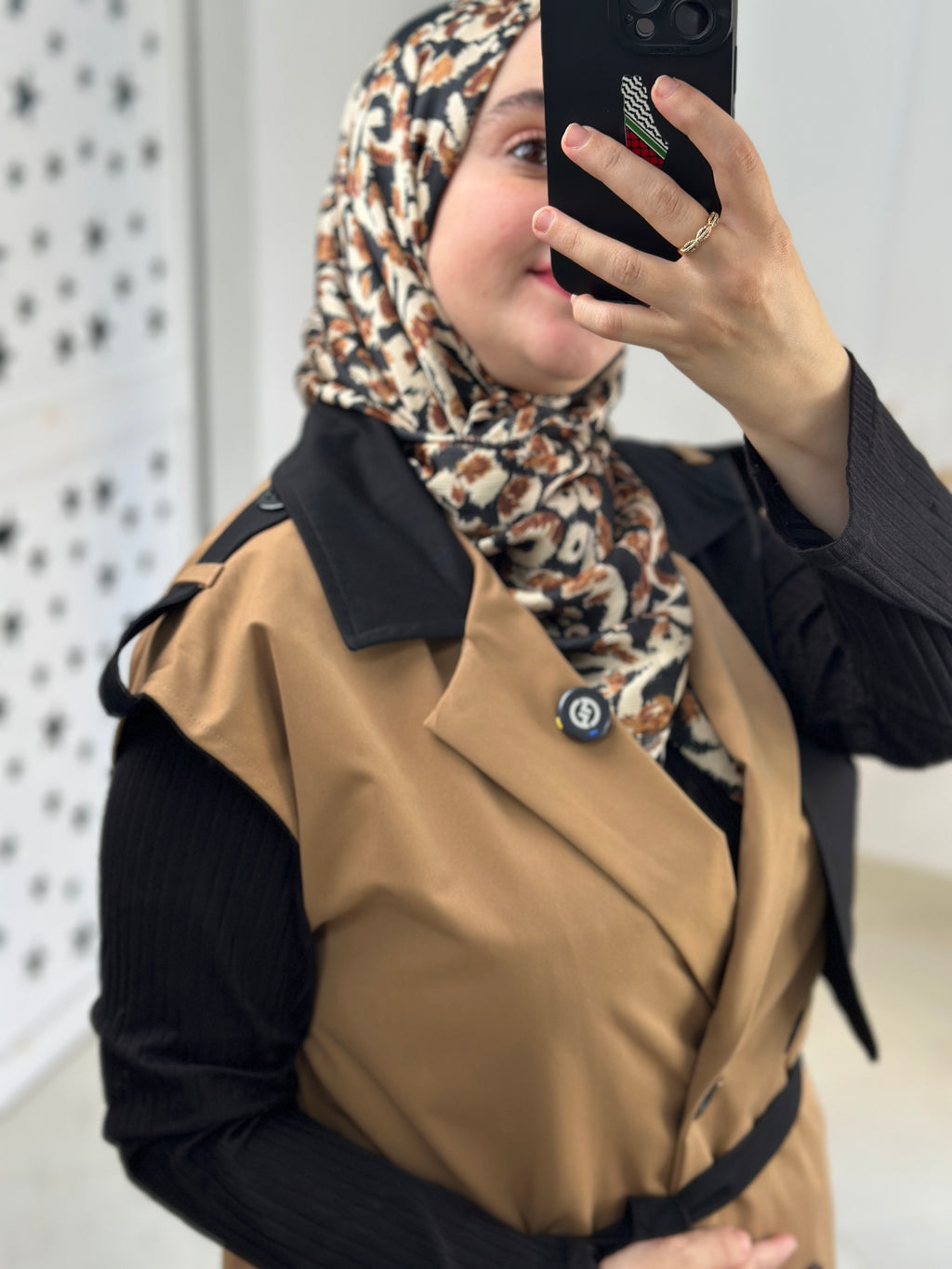 Trench gilet camel