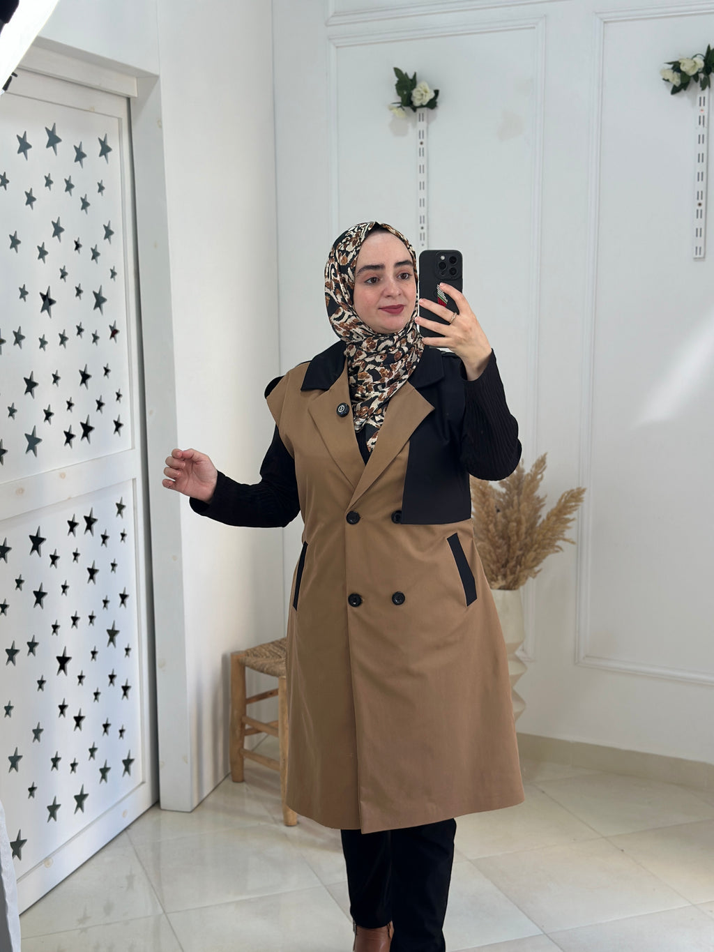 Trench gilet camel